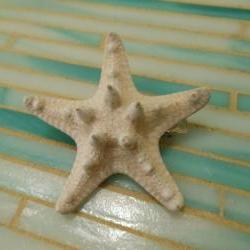 White Knobby Starfish Barrette - Beach Wedding - Starfish Hair Clip